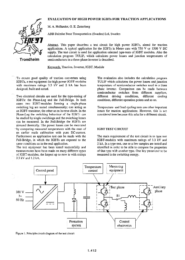 (PDF) EVALUATION OF HIGH POWER IGBTs FOR TRACTION APPLICATIONS Martin Hollander Academia.edu