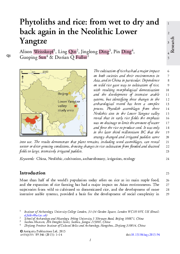 (PDF) Phytoliths and rice: from wet to dry and back again in the ...