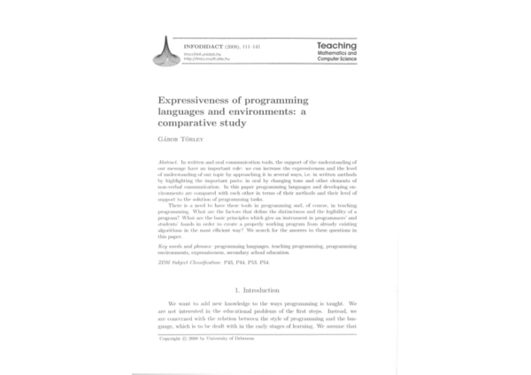 (PDF) Expressiveness of programming languages and environments: a ...