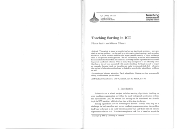 (PDF) Teaching sorting in ICT