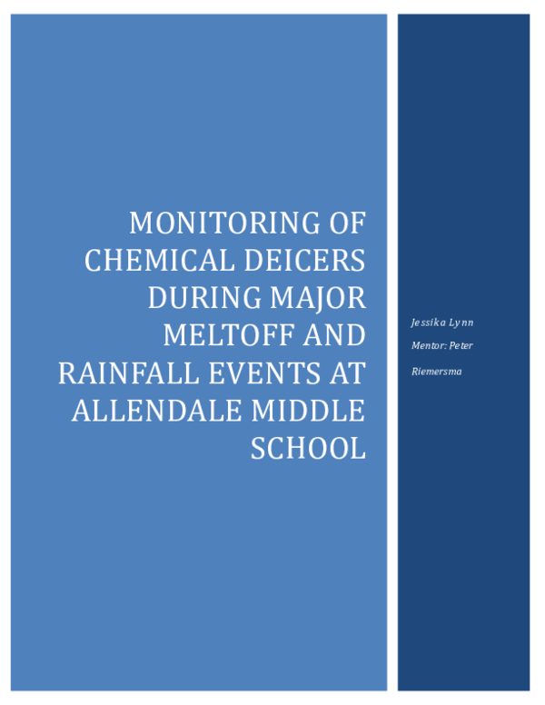 (PDF) MONITORING OF ROAD SALT IMPACT DURING SNOW MELTOFF AND RAINFALL