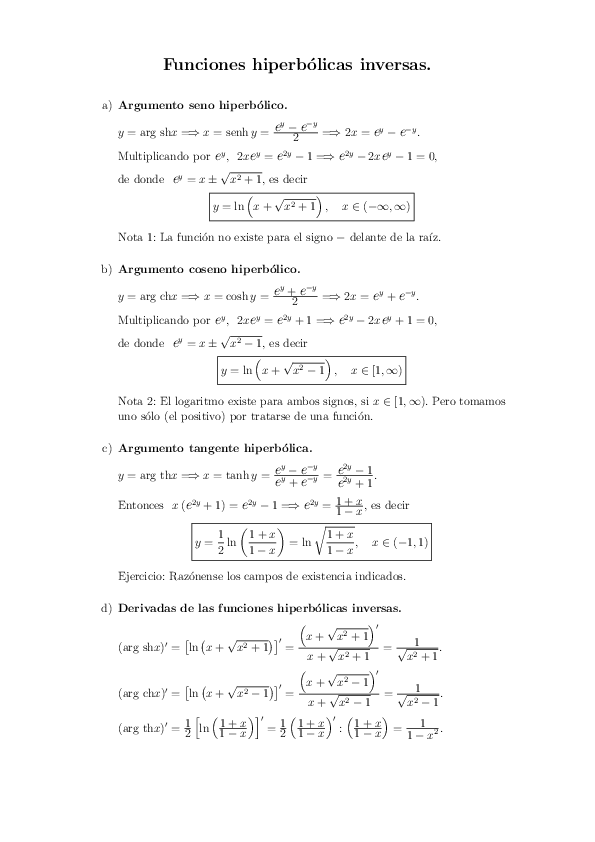 (PDF) Funciones hiperbolicas