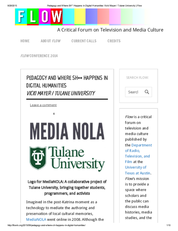 (PDF) Pedagogy and Where Sh** Happens in the Digital Humanities Vicki