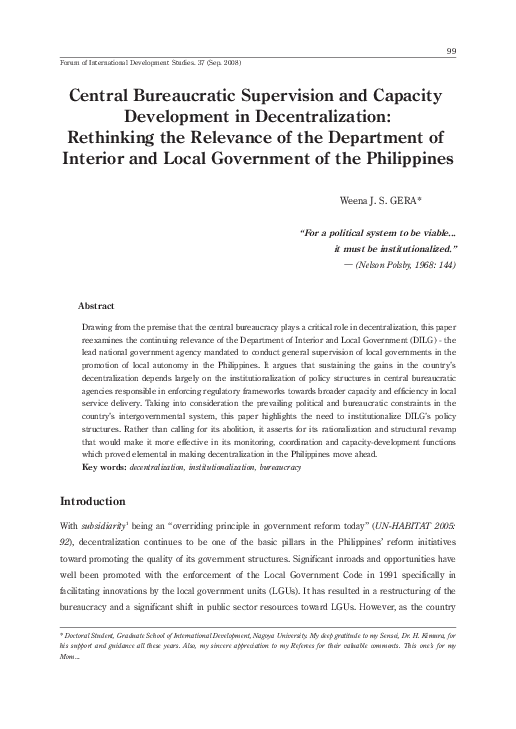 (PDF) Central Bureaucratic Supervision and Capacity Development in ...