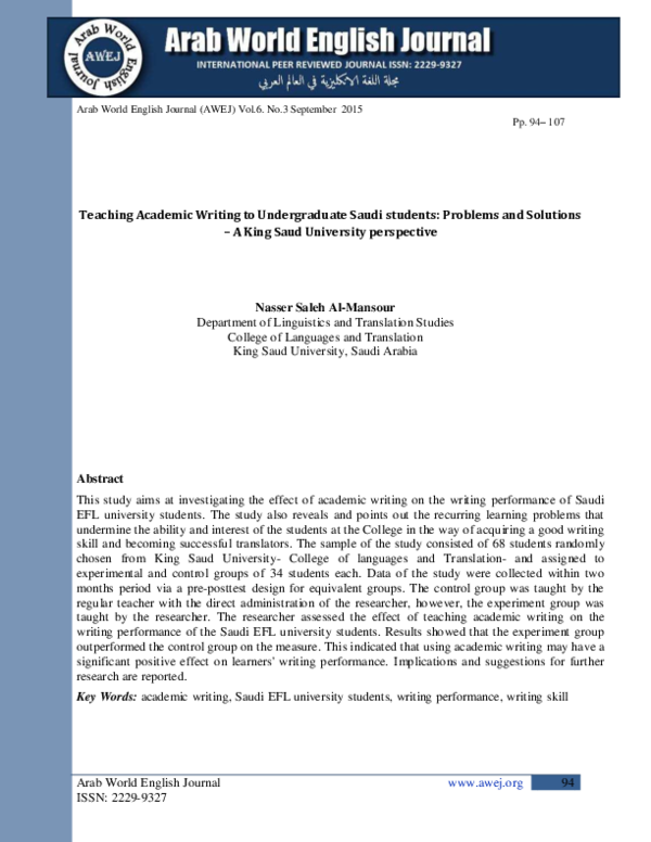 (PDF) Teaching Academic Writing to Undergraduate Saudi students ...