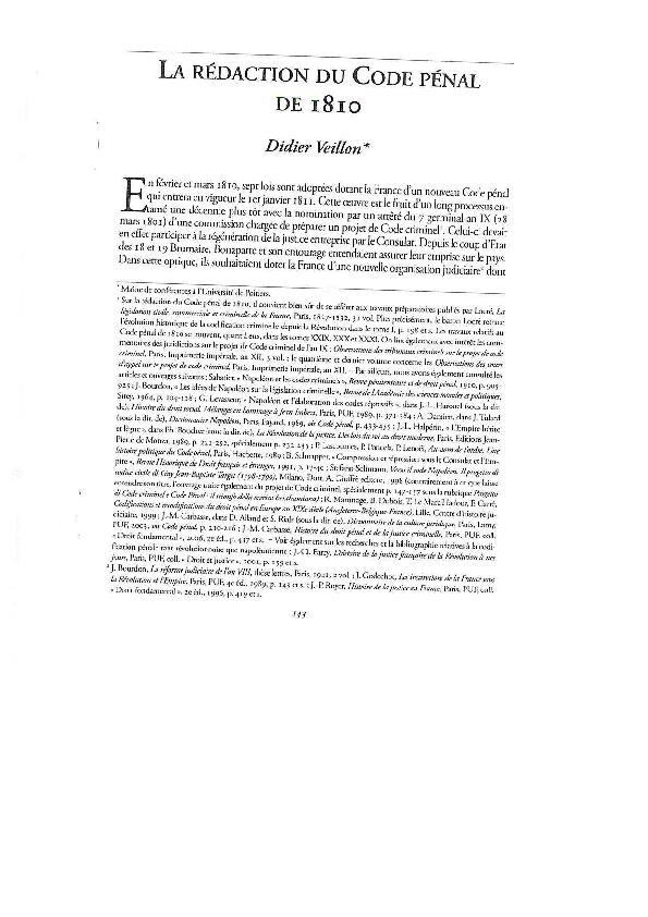 (PDF) La rédaction du Code pénal de 1810