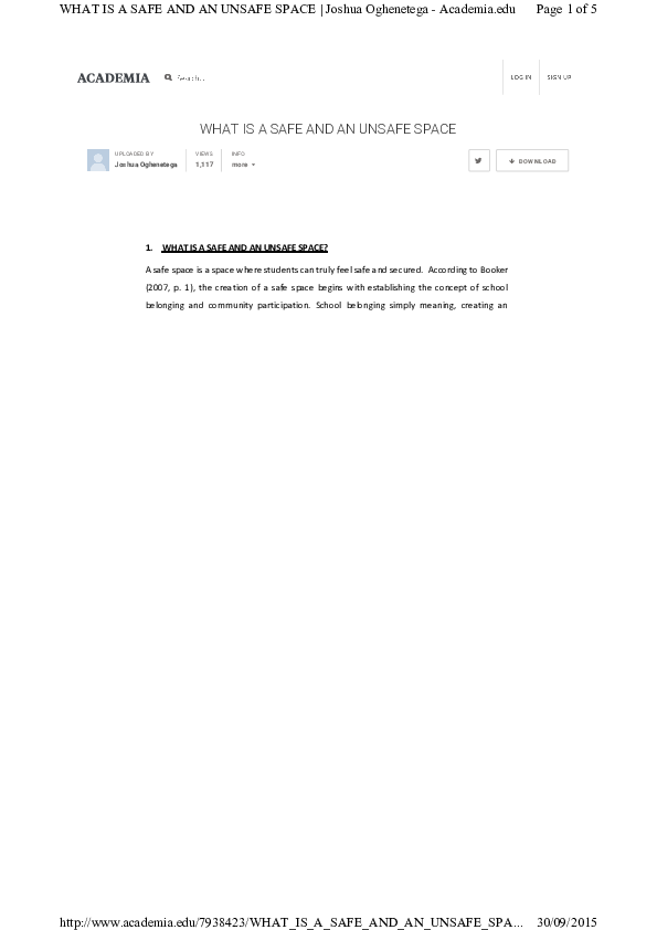 (PDF) WHAT IS A SAFE AND AN UNSAFE SPACE Vlad Chjou Academia.edu