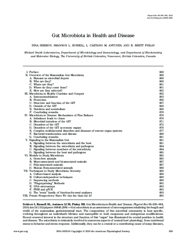 (PDF) Gut Microbiota in Health and Disease