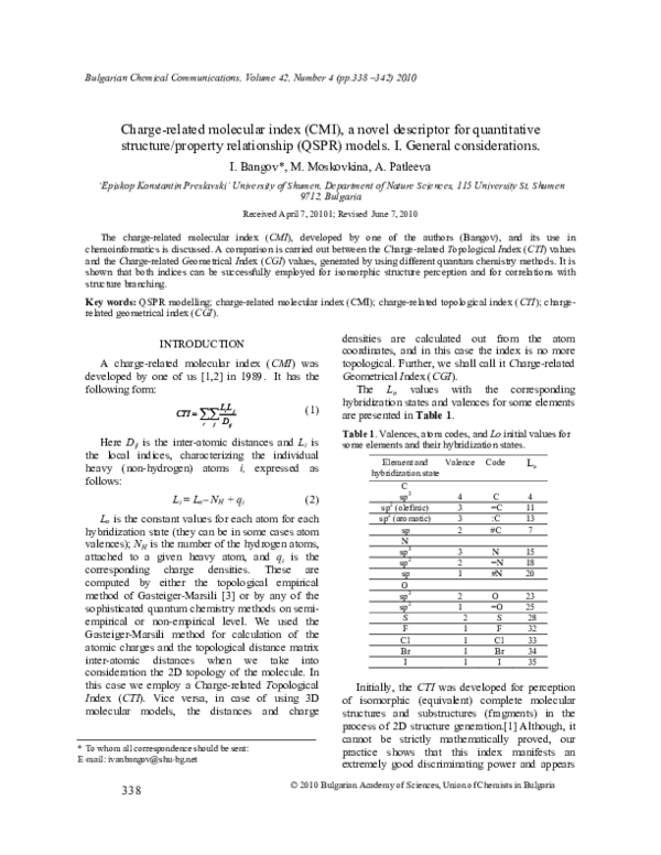 (PDF) Charge-related molecular index (CMI), a novel descriptor for ...