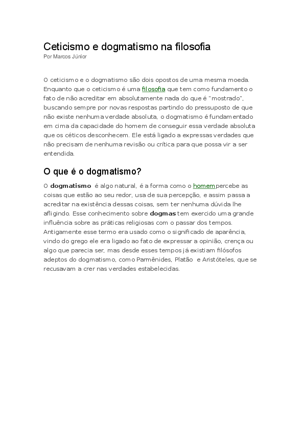 (DOC) Ceticismo e dogmatismo na filosofia