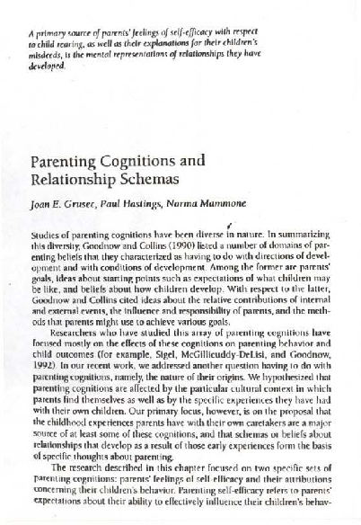 (PDF) Parenting cognitions and relationship schemas