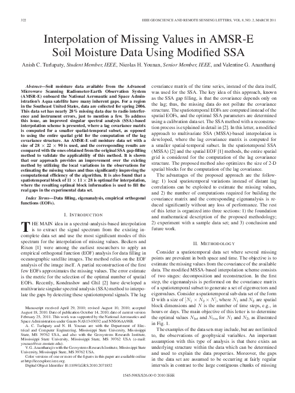 (PDF) Interpolation of Missing Values in AMSR-E Soil Moisture Data ...