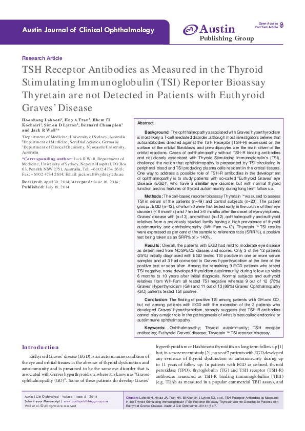 (PDF) TSH Receptor Antibodies as Measured in the Thyroid Stimulating