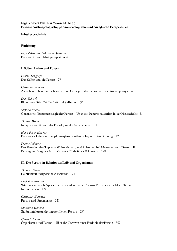 (PDF) Person: Anthropologische, phänomenologische und analytische ...