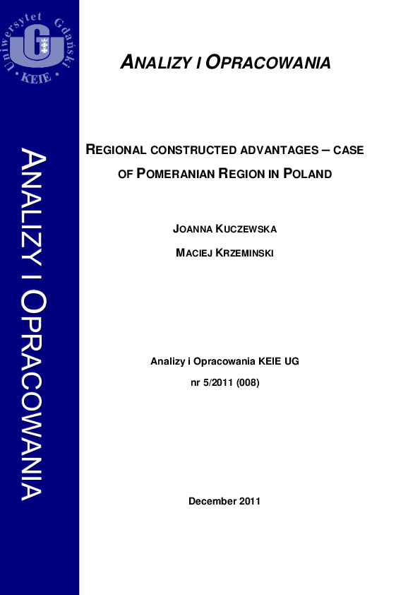 (PDF) Regional Constructed Advantages – Case of Pomeranian Region in Poland
