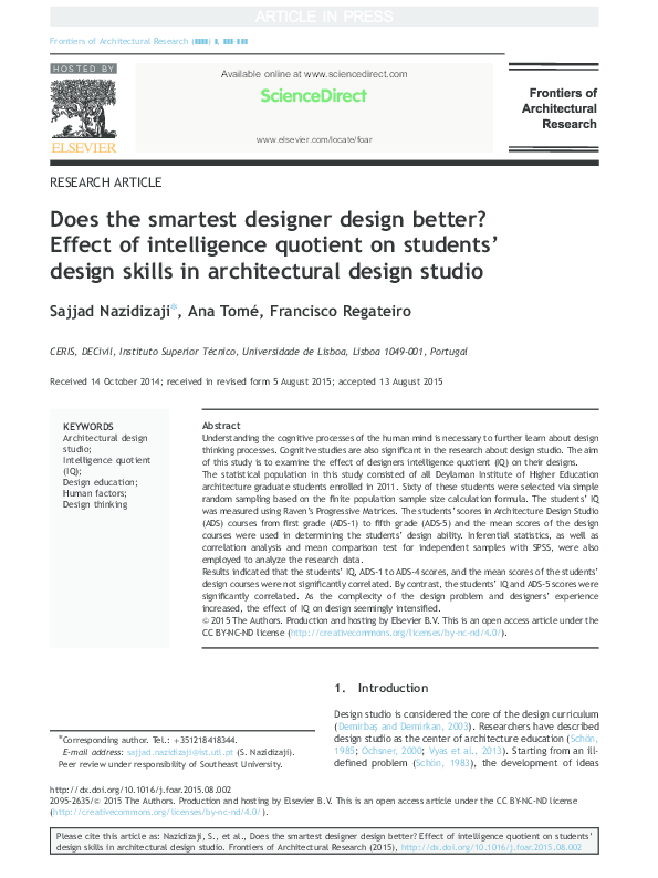 (PDF) Does the smartest designer design better? Effect of intelligence ...