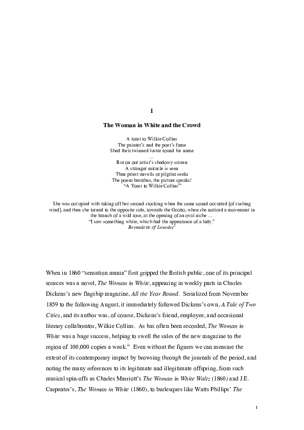 (PDF) early draft of chapter on The Woman in White from Sensation and Modernity book Nicholas