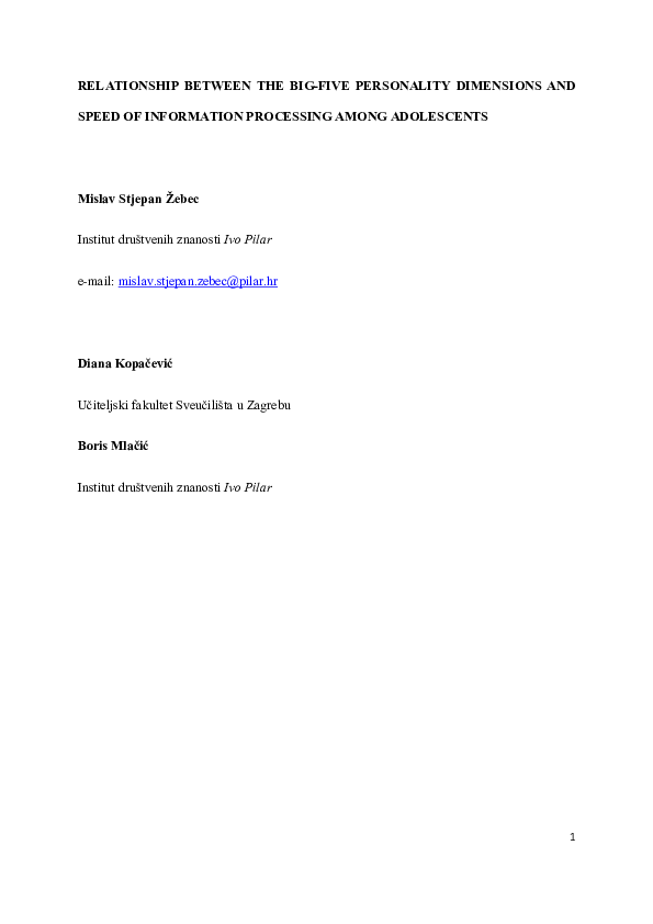 (PDF) RELATIONSHIP BETWEEN THE BIG-FIVE PERSONALITY DIMENSIONS AND ...