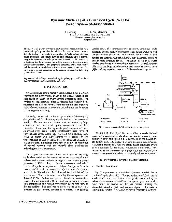 (PDF) Dynamic modeling of combined cycle plant for power system ...