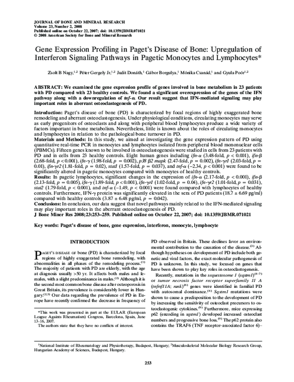 (PDF) Gene expression profiling in Paget's disease of bone ...