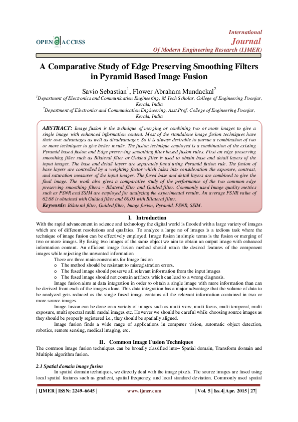 (PDF) A Comparative Study of Edge Preserving Smoothing Filters in ...