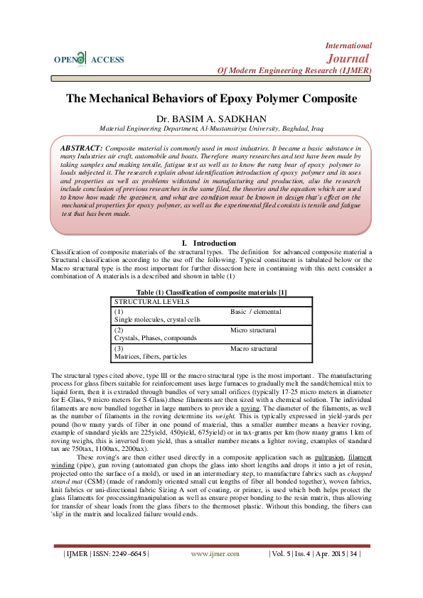 (PDF) The Mechanical Behaviors of Epoxy Polymer Composite
