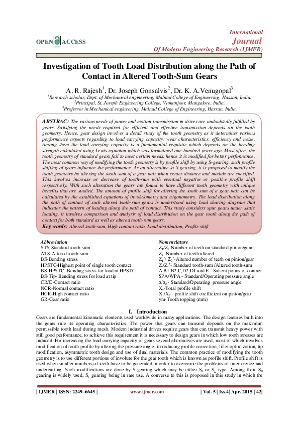 (PDF) Investigation of Tooth Load Distribution along the Path of ...