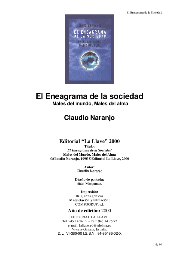 (PDF) Claudio Naranjo El Eneagrama De La Sociedad Cristian N
