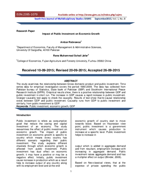 (PDF) Impact of Public Investment on Economic Growth