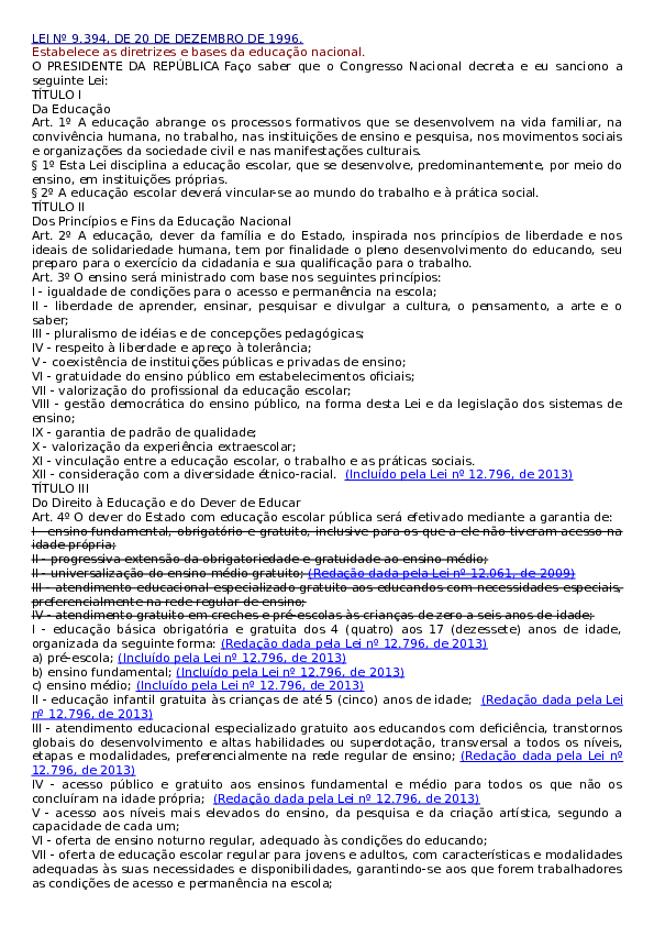 (DOC) LEI N 9394 96