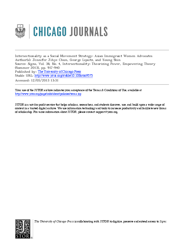 (PDF) Chun, Jennifer Jihye, George Lipsitz, and Young Shin. 2013 ...