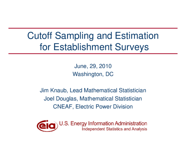 (PDF) Cutoff Sampling and Estimation for Establishment Surveys