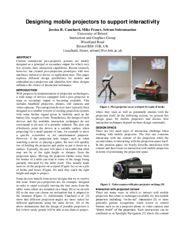 (PDF) Designing mobile projectors to support interactivity