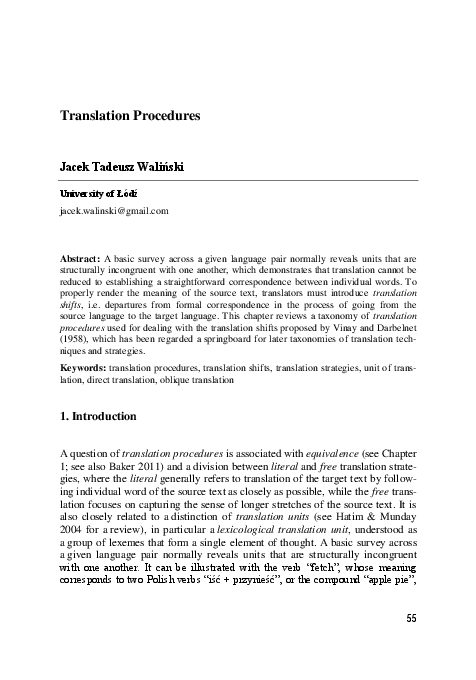 (PDF) Translation Procedures