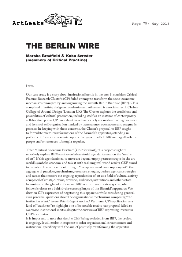 (PDF) Berlin Wire Kuba Szreder Academia.edu