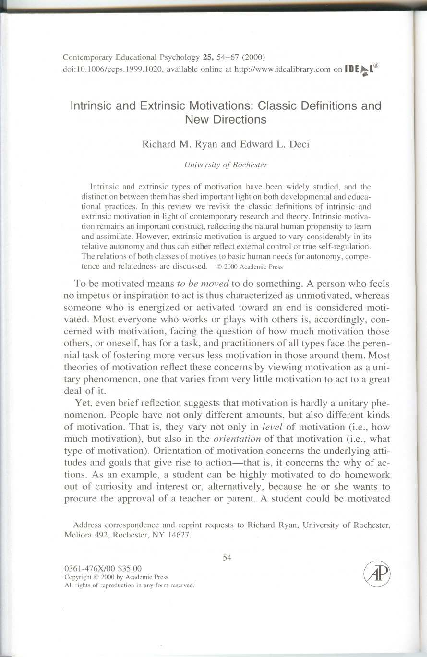 Pdf Intrinsic And Extrinsic Motivation Pdf Intrinsic And Extrinsic Motivation