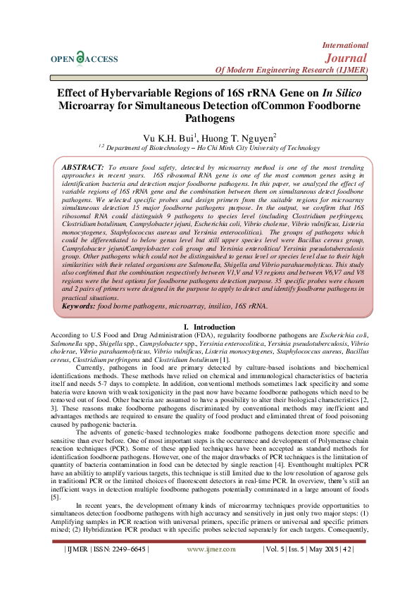 (PDF) Effect of Hybervariable Regions of 16S rRNA Gene on In Silico ...