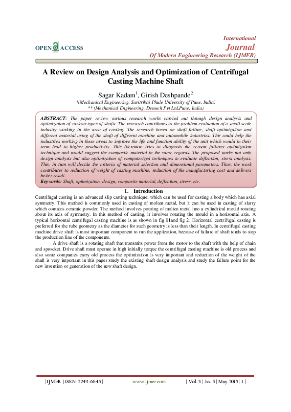 (PDF) A Review on Design Analysis and Optimization of Centrifugal