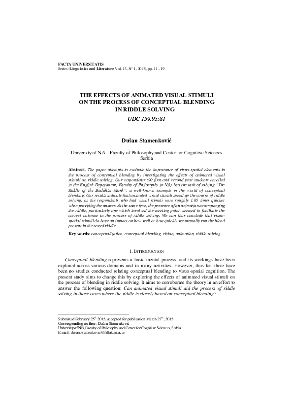 (PDF) The Effects of Animated Visual Stimuli on the Process of ...
