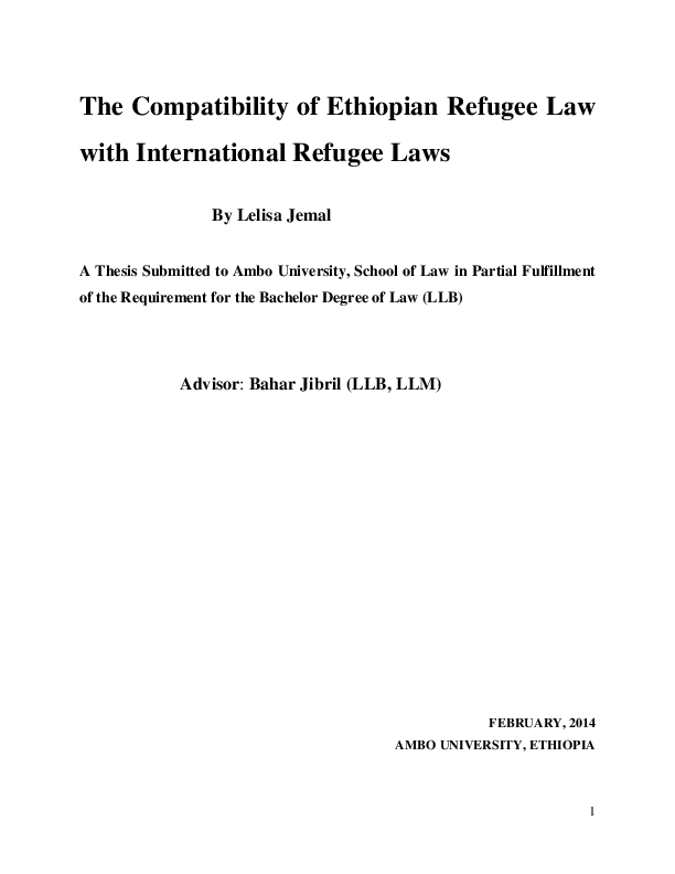 (PDF) The Compatibility of Ethiopian refugee law with international