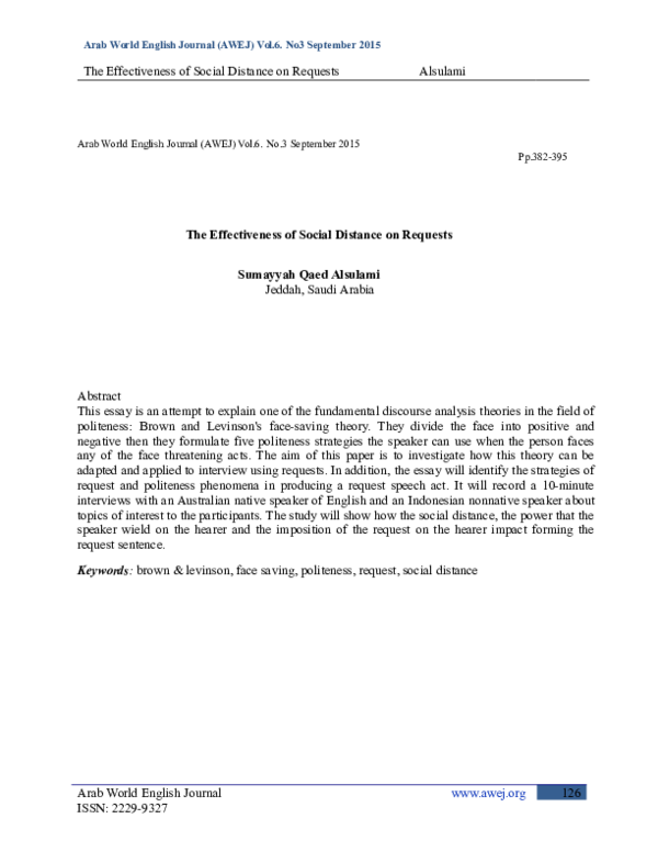 (DOC) The Effectiveness of Social Distance on Requests
