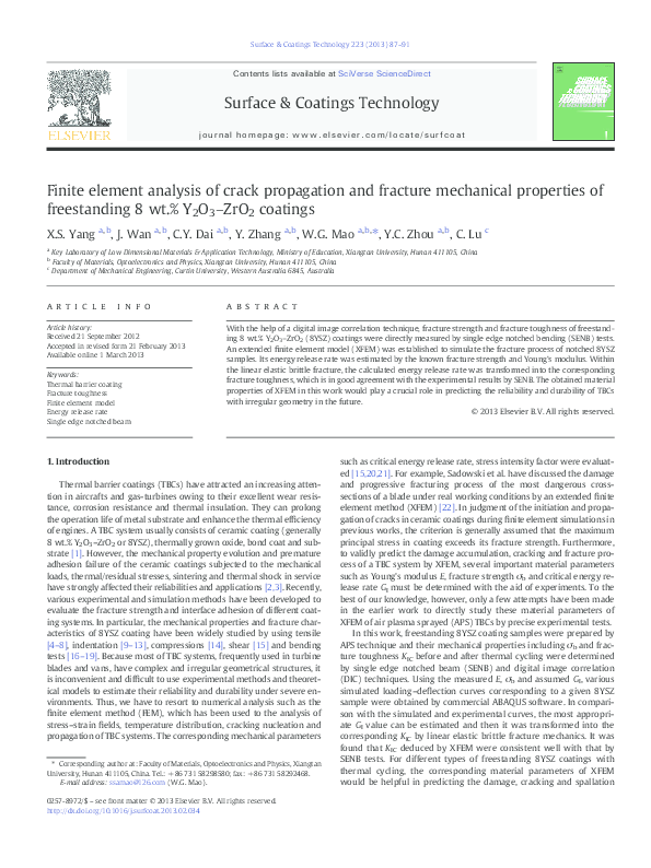 (PDF) Finite element analysis of crack propagation and fracture ...