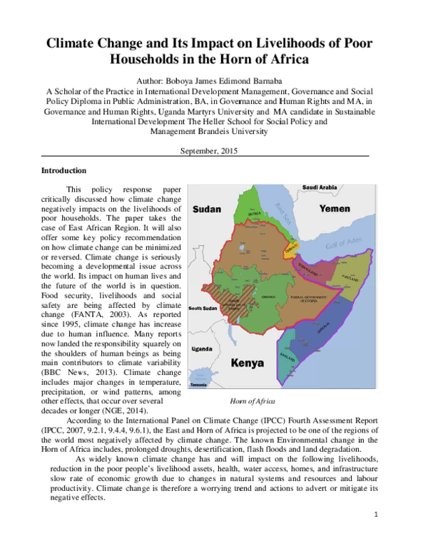 (PDF) Climate Change and Its Impact on Livelihoods of Poor Households ...