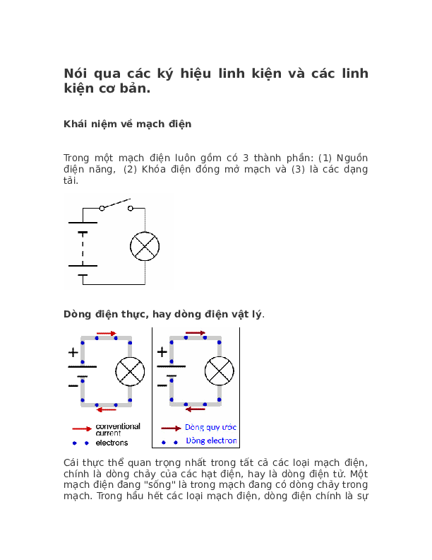 First page of “Nói qua các ký hiệu linh kiện và các linh kiện cơ bản”