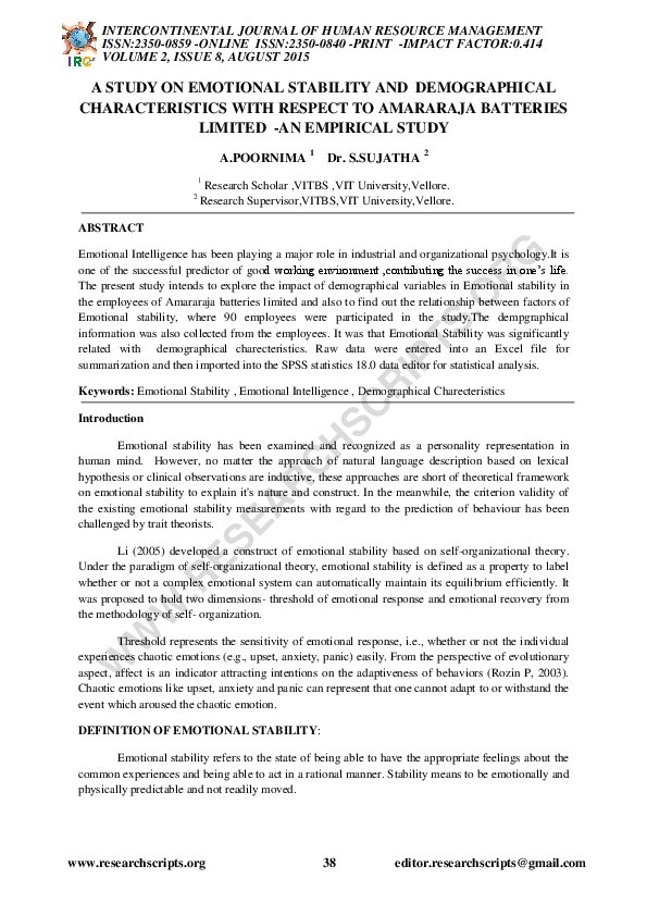Emotional stability psychology image