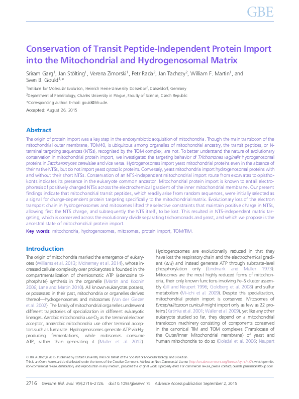 (PDF) Conservation of transit peptide-independent protein import into ...