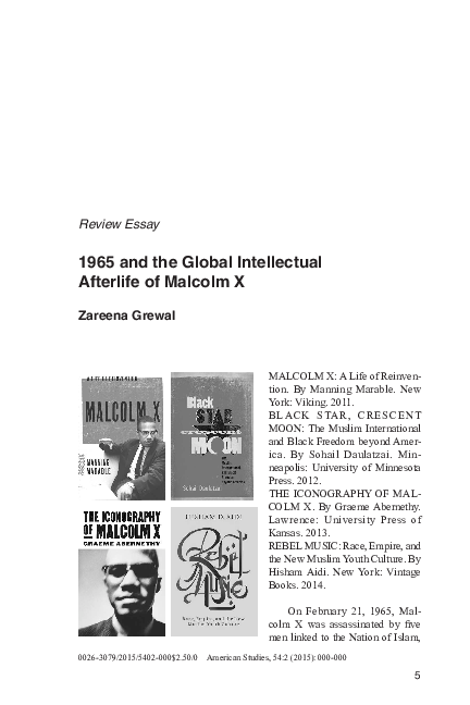 Pdf 1965 And The Global Intellectual Afterlife Of Malcolm X Zareena A Grewal Academia Edu