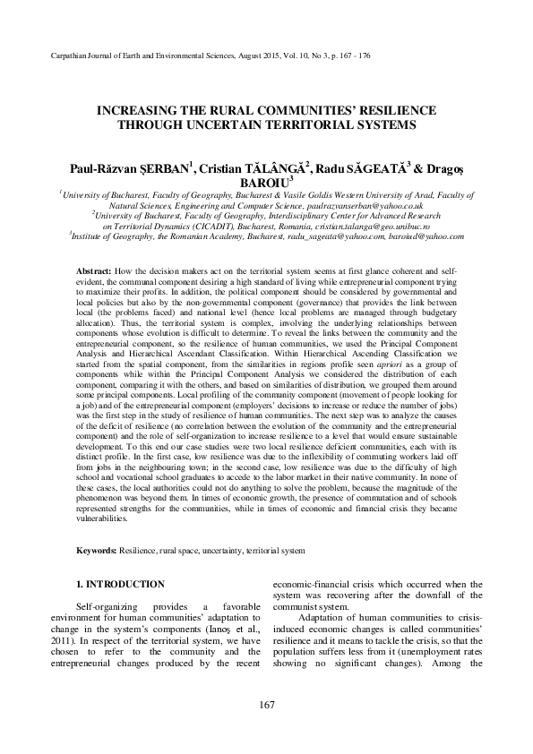 (PDF) Increasing the Rural Communities Resilience through Uncertain ...