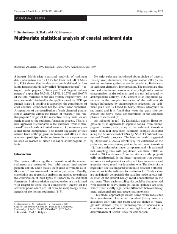 (PDF) Multivariate statistical analysis of coastal sediment data