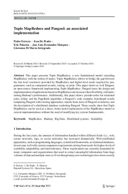 (PDF) Tuple MapReduce and Pangool: an associated implementation